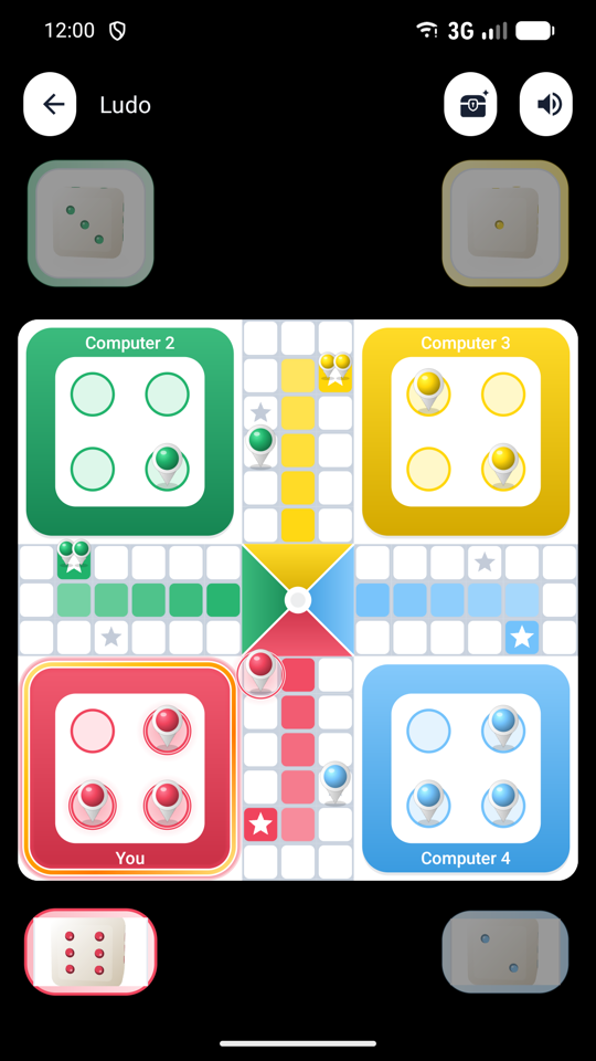 Ludo board during a game